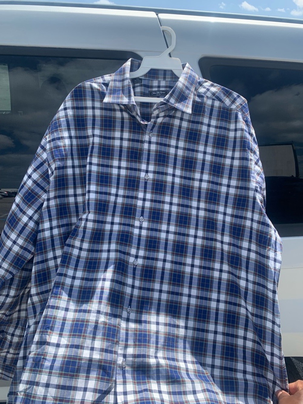 Saks Fifth Avenue Men's Plaid Button-Down Shirt - Blue & White